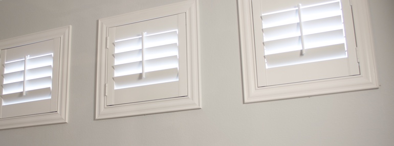 Small Windows in a Houston Garage with Polywood Shutters